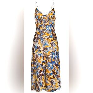 Abercrombie & Fitch Satin Geometric Midi Dress Size Large